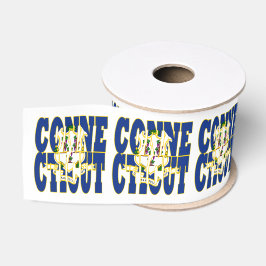 Patriottische Connecticut staatsvlag typografie on Grosgrain Lint