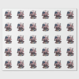 Patriottische Constructie USA Vintage Cadeaupapier