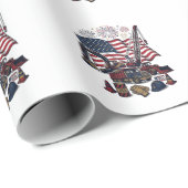 Patriottische Constructie USA Vintage Cadeaupapier (Rol Hoek)