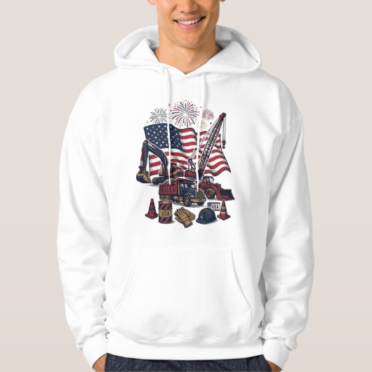 Patriottische Constructie USA Vintage Hoodie (Voorkant)