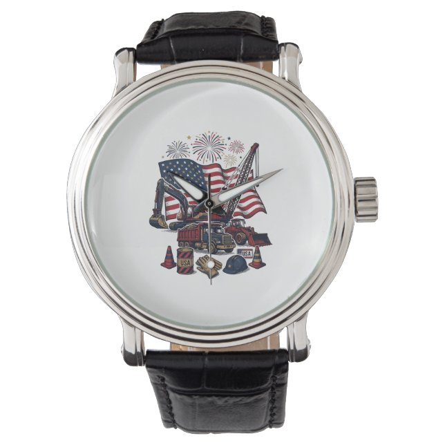 Patriottische Constructie USA Vintage Horloge (Voorkant)