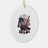 Patriottische Constructie USA Vintage Keramisch Ornament (Rechts)