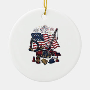 Patriottische Constructie USA Vintage Keramisch Ornament