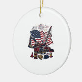 Patriottische Constructie USA Vintage Keramisch Ornament (Links)