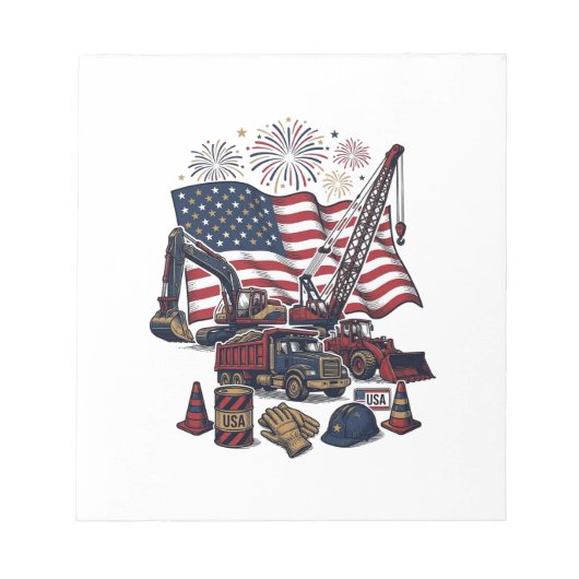 Patriottische Constructie USA Vintage Notitieblok (Voorkant)