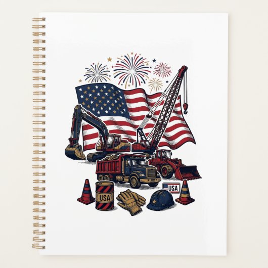 Patriottische Constructie USA Vintage Planner (Voorkant)