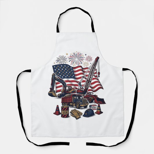 Patriottische Constructie USA Vintage Schort (Voorkant)