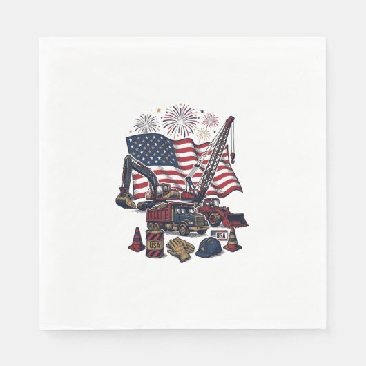Patriottische Constructie USA Vintage Servet (Voorkant)