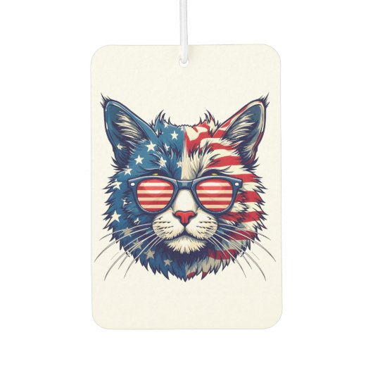Patriottische Cool Cat Dearing Shades Smile Zonneb Luchtverfrisser (Voorkant)