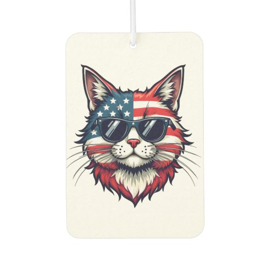 Patriottische Cool Cat met een zonnebril en een gl Luchtverfrisser (Voorkant)