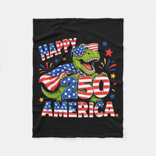 Patriottische Coole Grappige T-Rex Dinosaurus 4 Ju Fleece Deken (Voorkant)