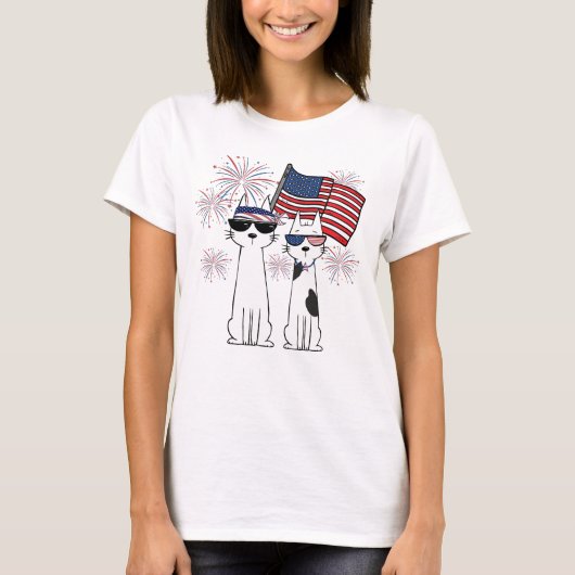 Patriottische Coole Katten T-shirt (Voorkant)