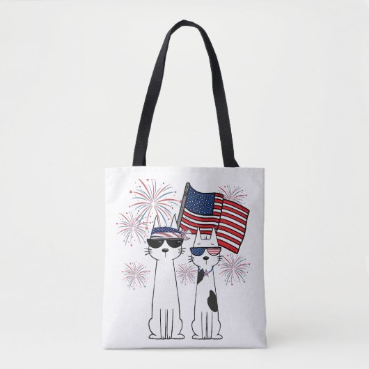 Patriottische Coole Katten Tote Bag (Voorkant)
