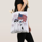Patriottische Coole Katten Tote Bag (Dichtbij)