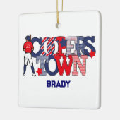 Patriottische Cooperstown Baseball Player Custom Keramisch Ornament (Links)
