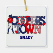 Patriottische Cooperstown Baseball Player Custom Keramisch Ornament (Voorkant)