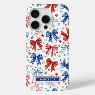 Patriottische Coquette Strikken met Monogram iPhone 15 Pro Case