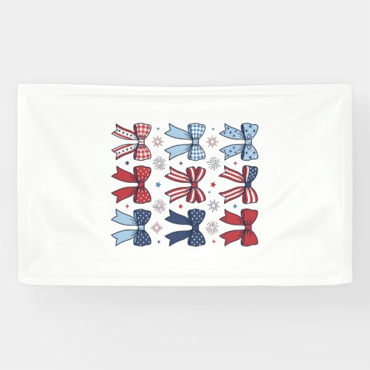 Patriottische Coquette Strikken Vintage Vector Des Spandoek (Horizontaal)