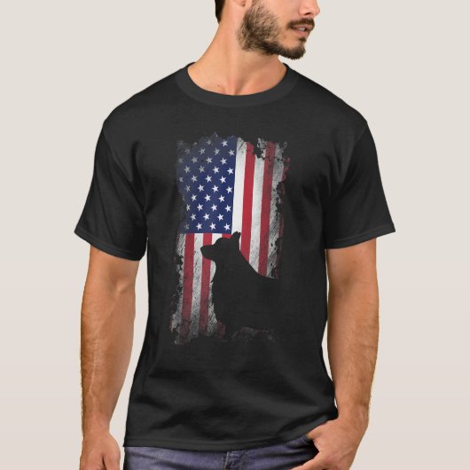 Patriottische Corgi Amerikaanse vlag Cool Dog T-shirt (Voorkant)
