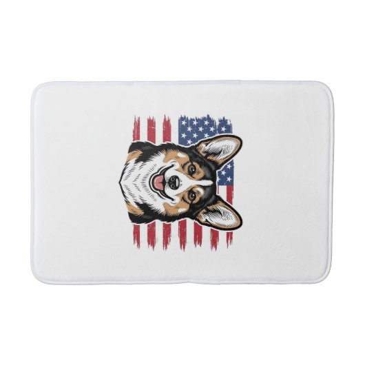 Patriottische Corgi Amerikaanse Vlag Vintage Vecto Badmat (Voorkant)