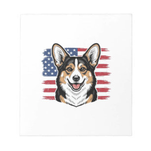 Patriottische Corgi Amerikaanse Vlag Vintage Vecto Notitieblok