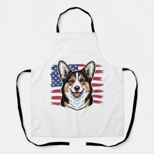 Patriottische Corgi Amerikaanse Vlag Vintage Vecto Schort