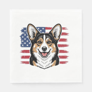 Patriottische Corgi Amerikaanse Vlag Vintage Vecto Servet