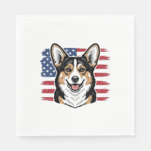 Patriottische Corgi Amerikaanse Vlag Vintage Vecto Servet