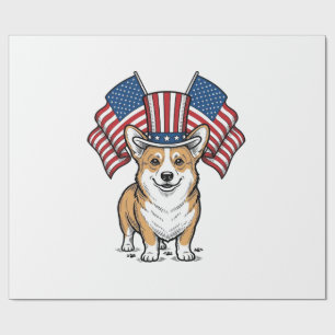 Patriottische Corgi Hond Vintage Gravure Shirt Ont Cadeaupapier