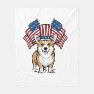 Patriottische Corgi Hond Vintage Gravure Shirt Ont Fleece Deken