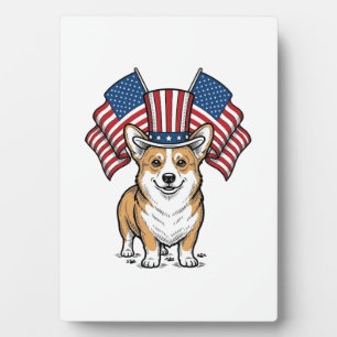 Patriottische Corgi Hond Vintage Gravure Shirt Ont Fotoplaat