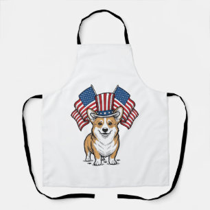 Patriottische Corgi Hond Vintage Gravure Shirt Ont Schort