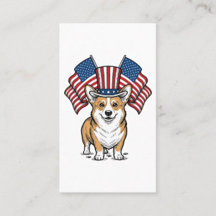 Patriottische Corgi Hond Vintage Gravure Shirt Ont Visitekaartje