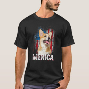 Patriottische Corgi Merica Vintage Amerikaanse Vla T-shirt