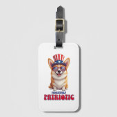 Patriottische Corgi - Pawsitief Patriottisch Bagagelabel (Voorkant (verticaal))