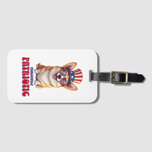 Patriottische Corgi - Pawsitief Patriottisch Bagagelabel (Voorkant (horizontaal))