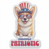 Patriottische Corgi - Pawsitief Patriottisch Sticker (Voorkant)