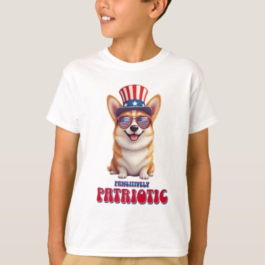 Patriottische Corgi - Pawsitief Patriottisch T-shirt (Voorkant)