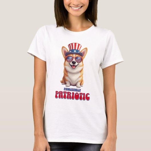 Patriottische Corgi - Pawsitief Patriottisch T-shirt (Voorkant)