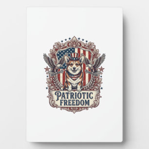 Patriottische Corgi Vector Grafische T-shirt_1 Fotoplaat