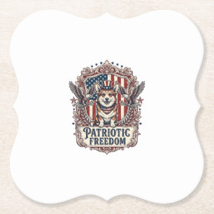 Patriottische Corgi Vector Grafische T-shirt_1 Kartonnen Onderzetters