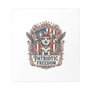 Patriottische Corgi Vector Grafische T-shirt_1 Notitieblok