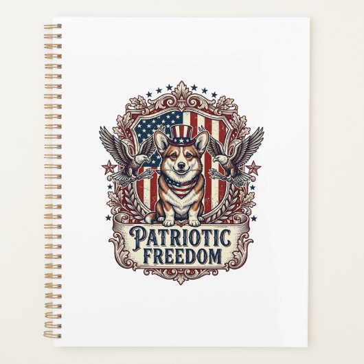 Patriottische Corgi Vector Grafische T-shirt_1 Planner (Voorkant)