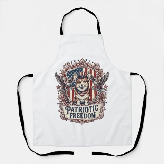 Patriottische Corgi Vector Grafische T-shirt_1 Schort (Voorkant)