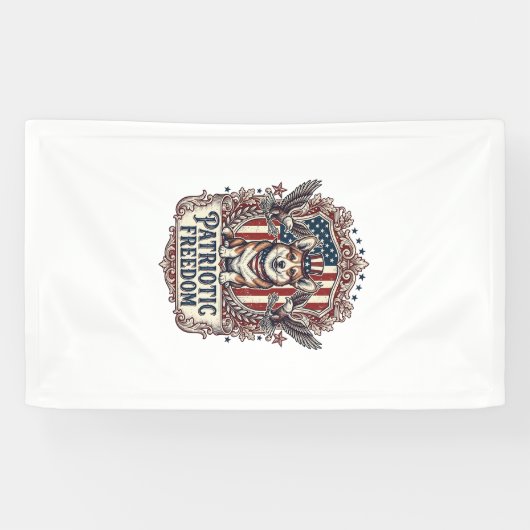 Patriottische Corgi Vector Grafische T-shirt_1 Spandoek (Horizontaal)