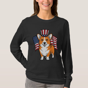 Patriottische Corgi Vintage Gravure Shirt Ontwerp_
