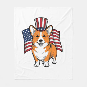 Patriottische Corgi Vintage Gravure Shirt Ontwerp_ Fleece Deken