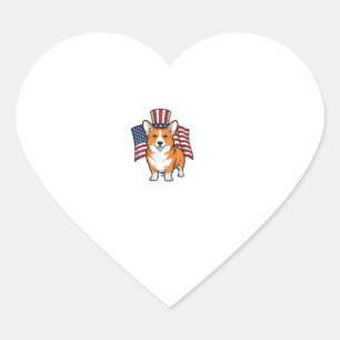Patriottische Corgi Vintage Gravure Shirt Ontwerp_ Hart Sticker