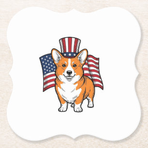 Patriottische Corgi Vintage Gravure Shirt Ontwerp_ Kartonnen Onderzetters