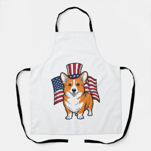 Patriottische Corgi Vintage Gravure Shirt Ontwerp_ Schort